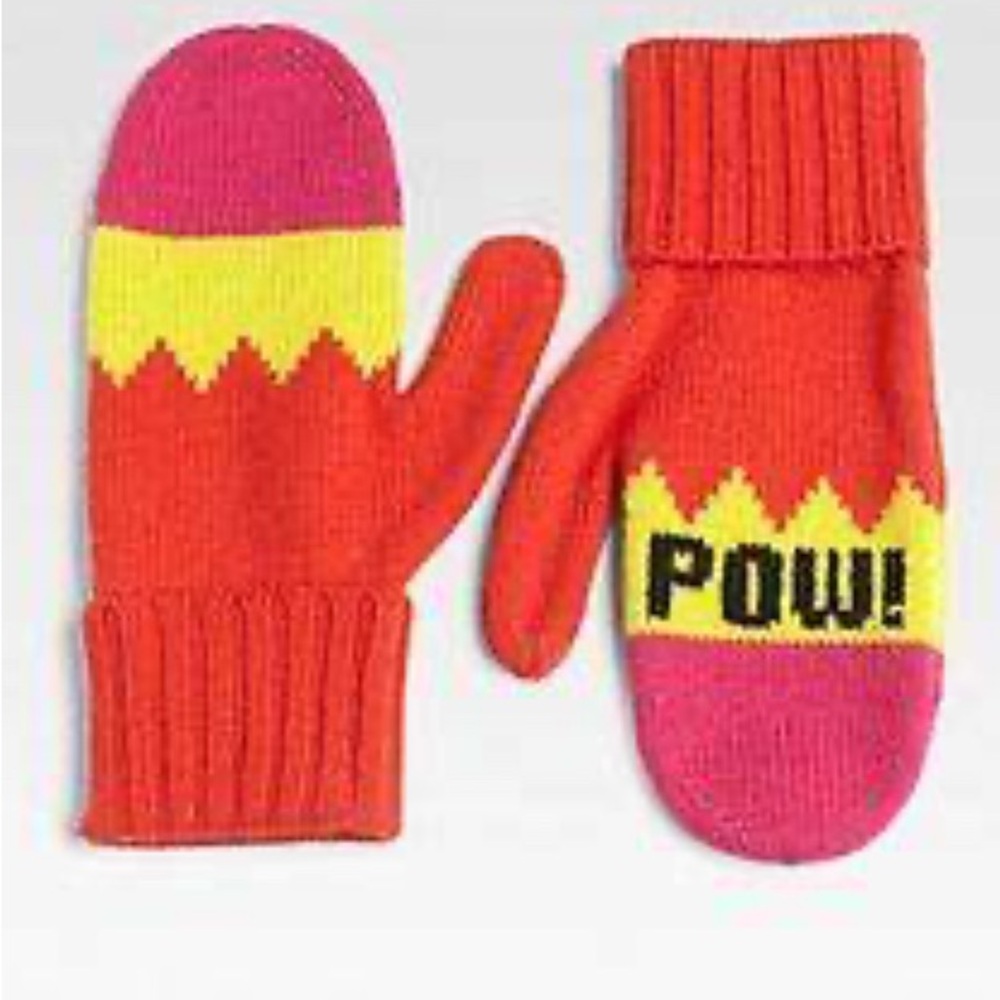 Kate Spade Knit Mittens with 'Pow!' Design